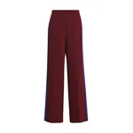 Burgundy and blue contrast-striped wide-leg pants