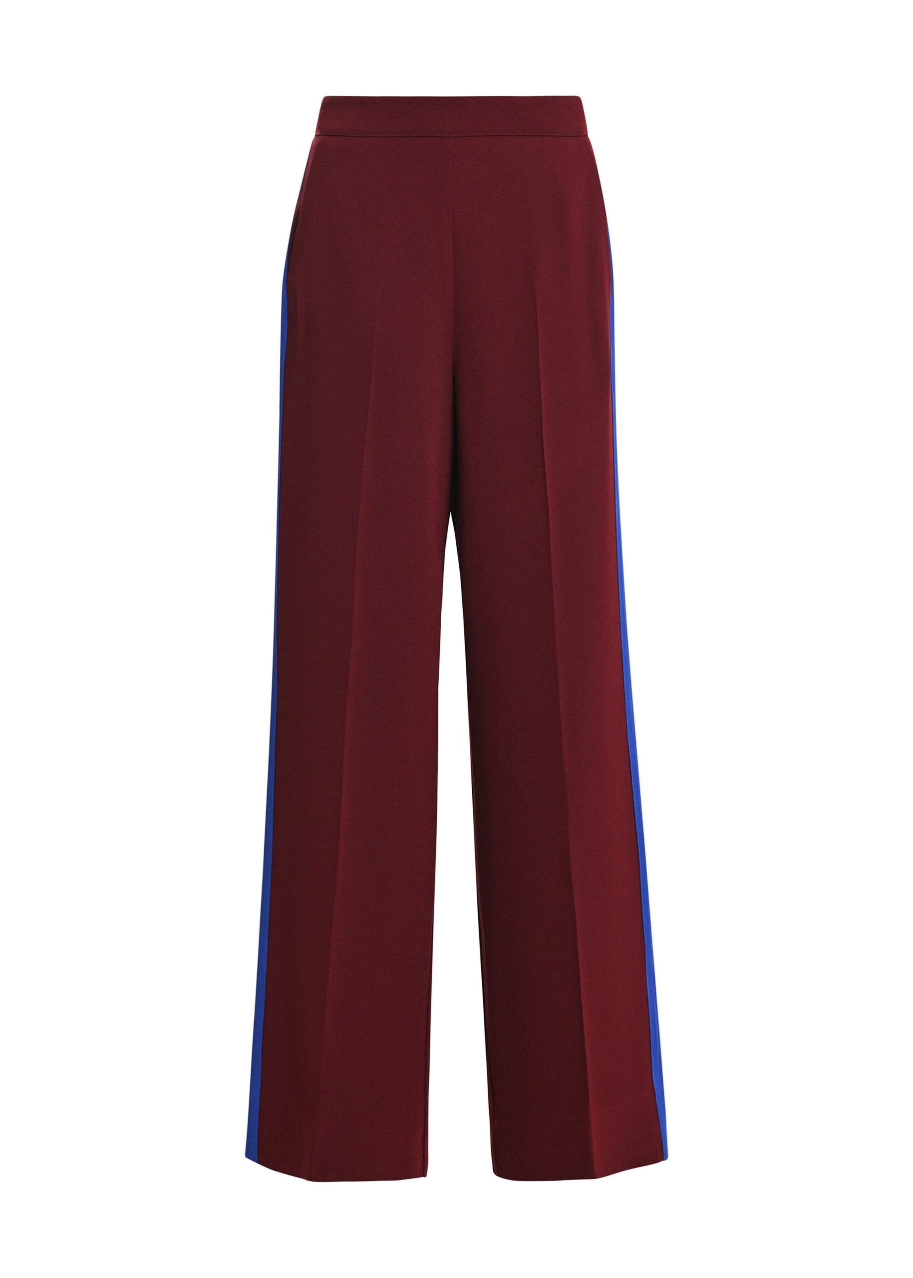 Essentiel Antwerp Burgundy and blue contrast-striped wide-leg pants Burgundy and blue contrast-striped wide-leg pants