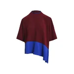 Burgundy and cobalt blue layered color-block top