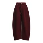 Burgundy barrel-leg cropped jeans