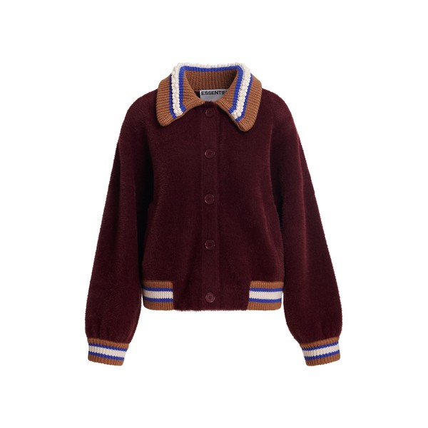 Burgundy cardigan with brown