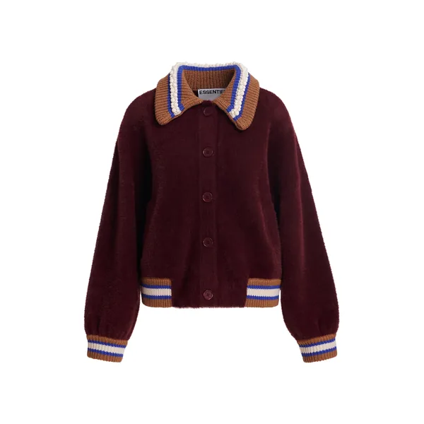 Burgundy cardigan with brown