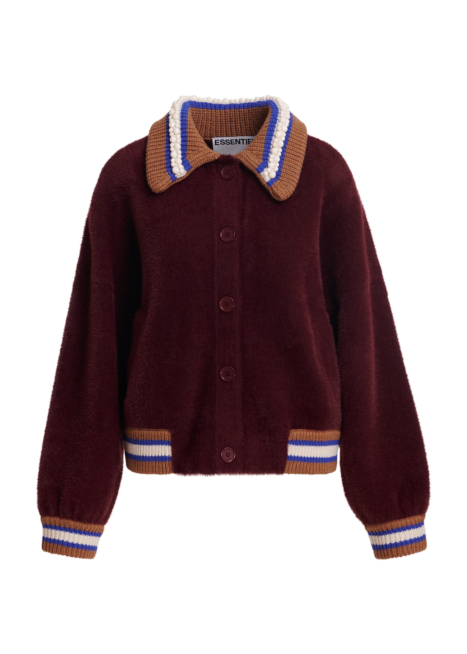 Essentiel Antwerp Burgundy cardigan with brown Burgundy cardigan with brown