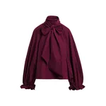 Burgundy oversized pussy-bow top