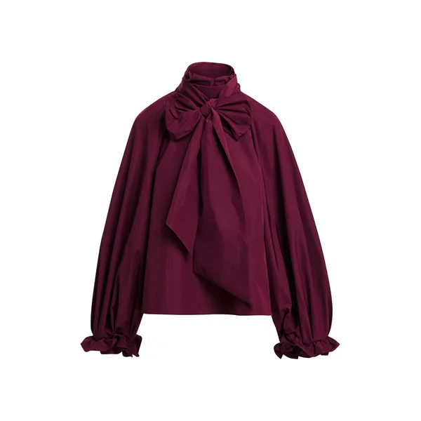Burgundy oversized pussy-bow top