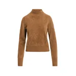 Camel cashmere sweater with stand-up collar