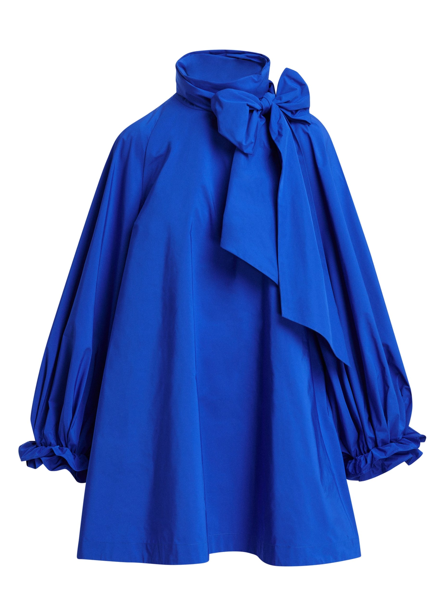Essentiel Antwerp Cobalt blue oversized A-line mini dress with pussy-bow neckline Cobalt blue oversized A-line mini dress with pussy-bow neckline