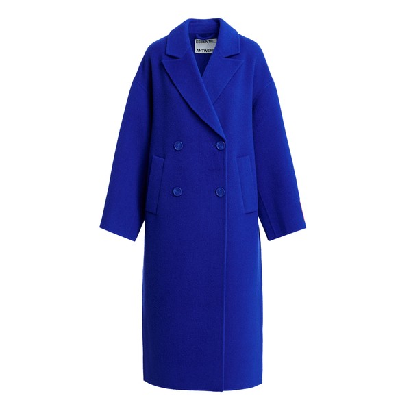 Cobalt blue oversized wool-cashmere blend coat