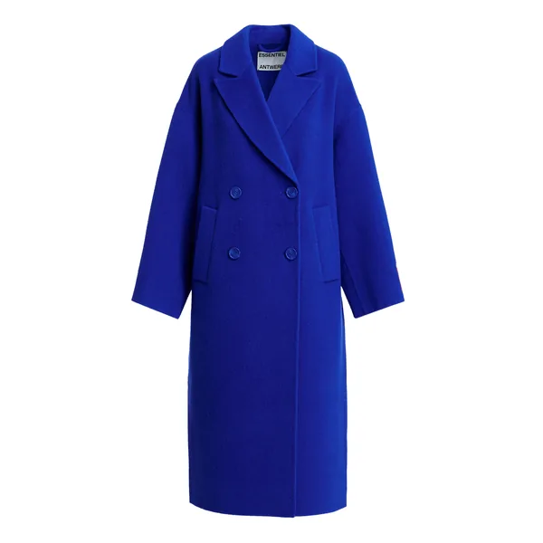Cobalt blue oversized wool-cashmere blend coat