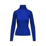 Cobalt blue ribbed wool-blend turtleneck sweater