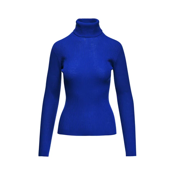 Cobalt blue ribbed wool-blend turtleneck sweater