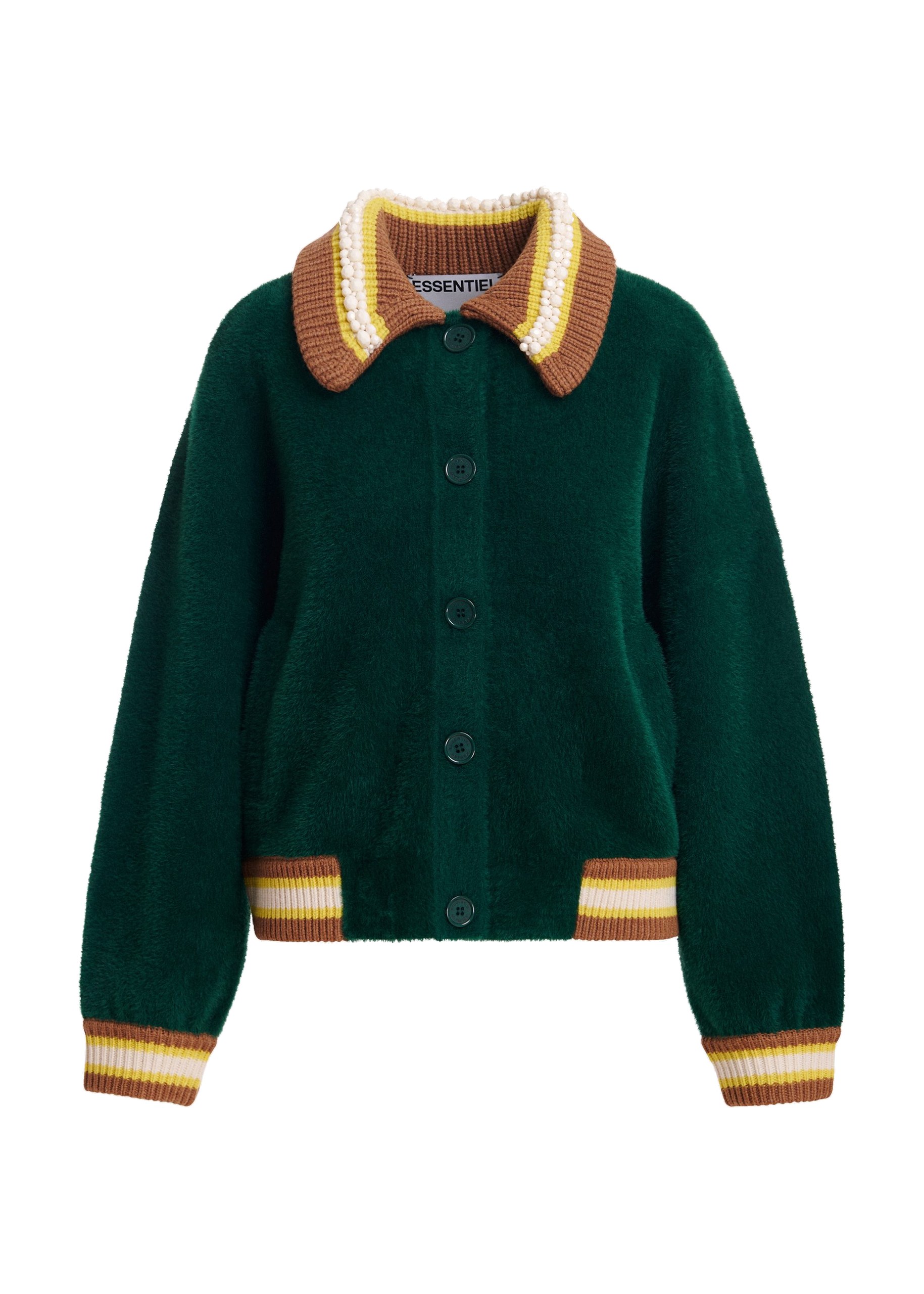 Essentiel Antwerp Dark green cardigan with brown Dark green cardigan with brown