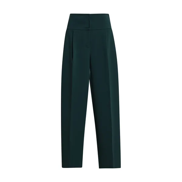 Dark green cropped barrel-leg pants