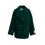 Dark green double-breasted wool coat