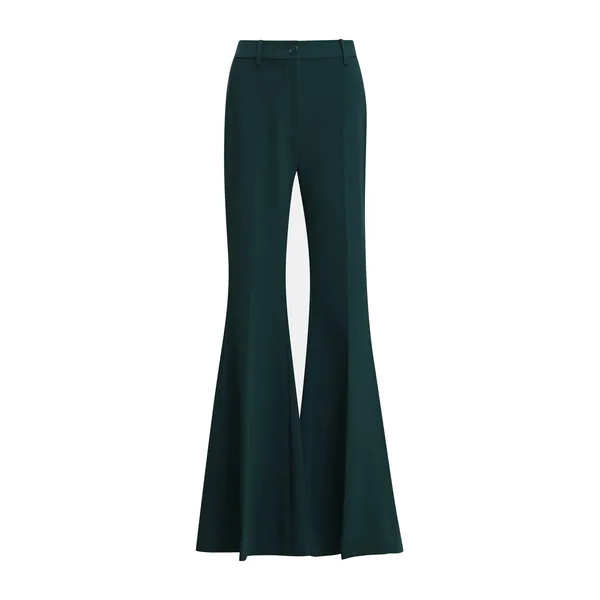 Dark green trumpet-shaped tailored pants