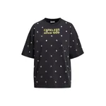 Dark grey and yellow stud-embellished slogan T-shirt