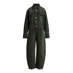 Dark grey denim barrel-leg jumpsuit