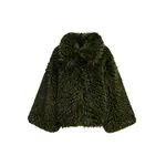 Green oversized faux fur jacket