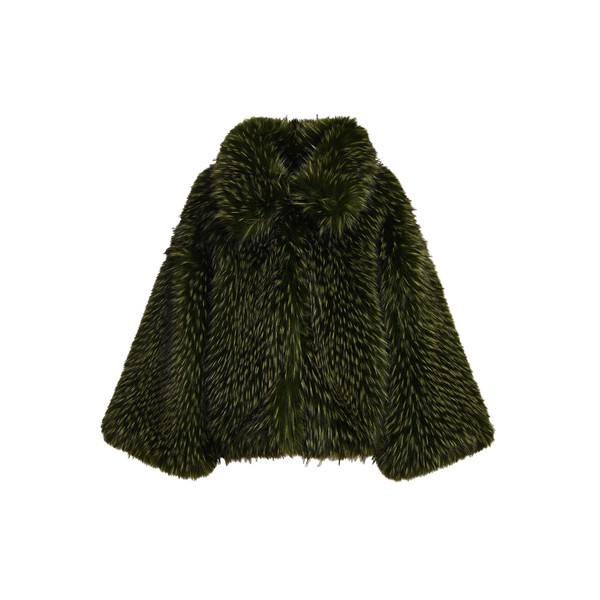 Green oversized faux fur jacket
