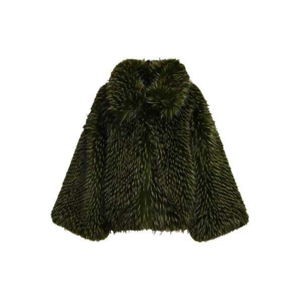 Green oversized faux fur jacket