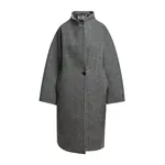 Grey and black oversized wool-blend cocoon coat