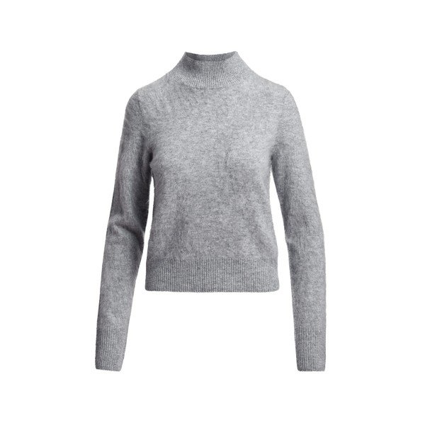 Grey cashmere sweater with stand-up collar