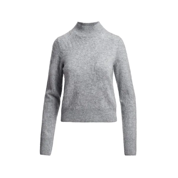Grey cashmere sweater with stand-up collar