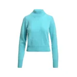 Light blue cashmere sweater with stand-up collar