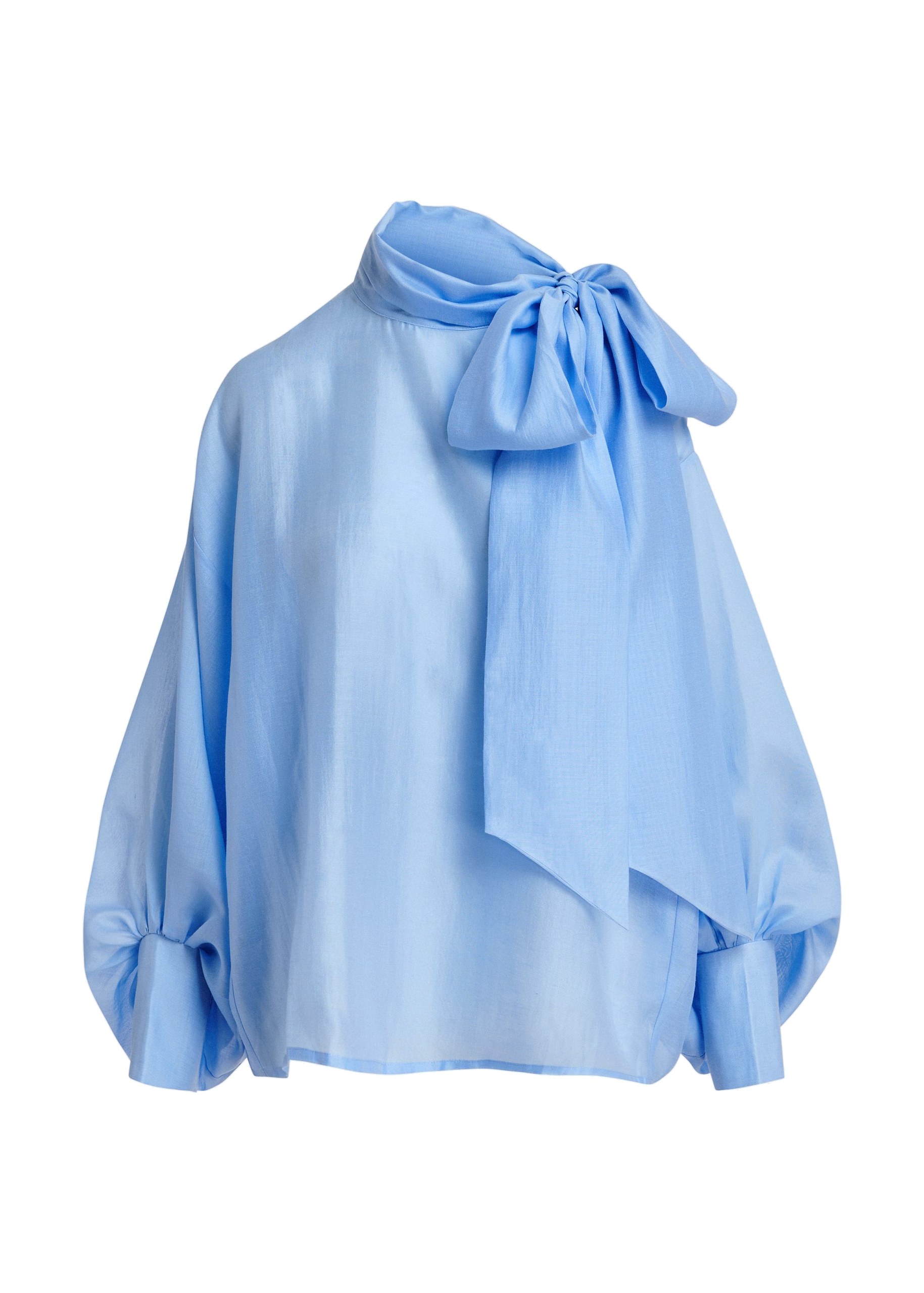 Essentiel Antwerp Light blue oversized pussy-bow top Light blue oversized pussy-bow top