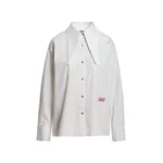 Off-white and black striped cotton shirt with elongated collar