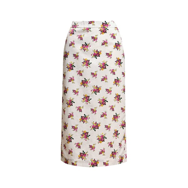 Off-white and multicolor floral-print midi skirt