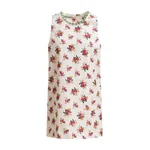 Off-white and multicolor floral sleeveless mini dress with embellished neckline
