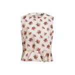 Off-white and multicolor sleeveless floral ruffle-detail top