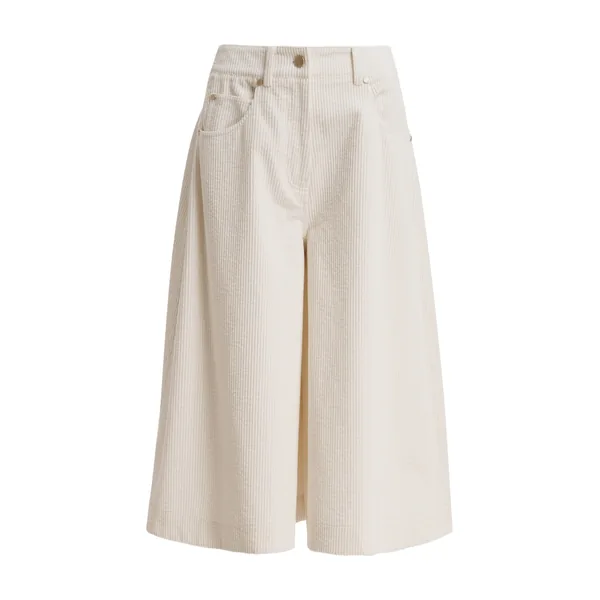 Off-white corduroy wide-leg bermuda shorts