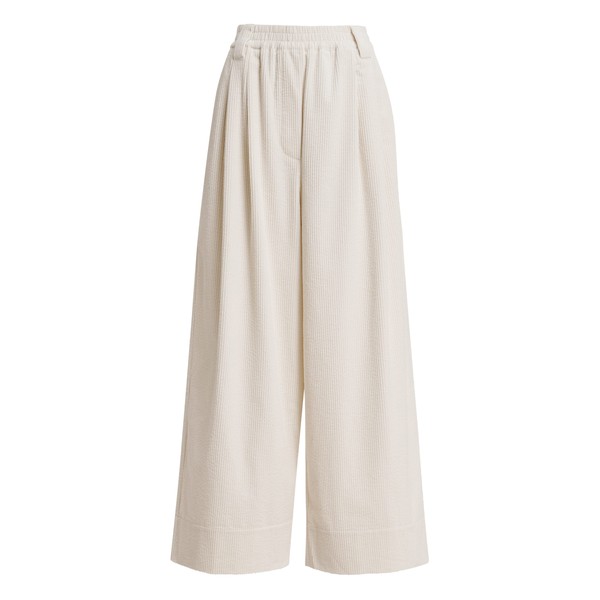 Off-white corduroy wide-leg pants