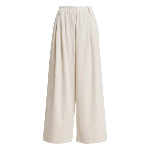 Off-white corduroy wide-leg pants