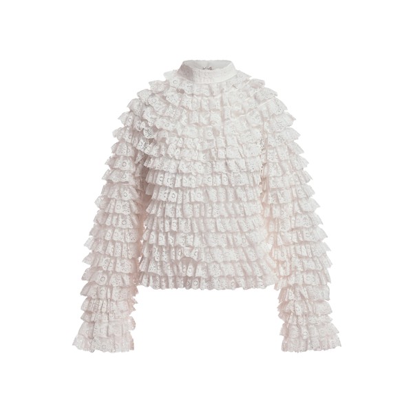 Off-white layered lace ruffle top