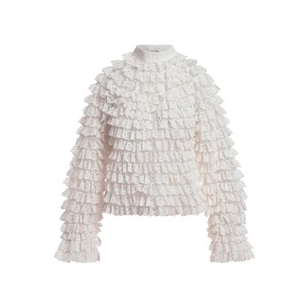 Off-white layered lace ruffle top