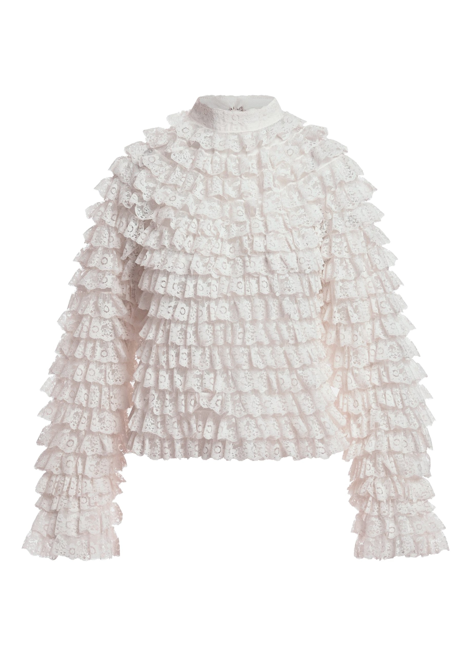 Essentiel Antwerp Off-white layered lace ruffle top Off-white layered lace ruffle top