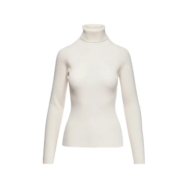 Off-white ribbed wool-blend turtleneck sweater