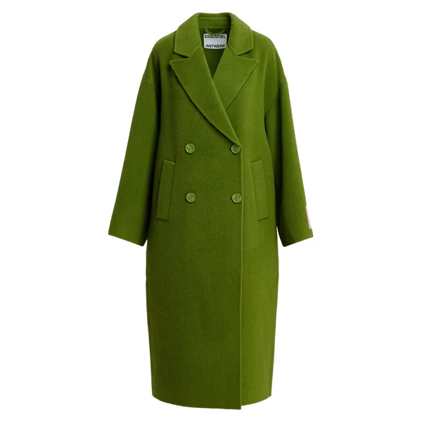 Olive green oversized wool-cashmere blend coat