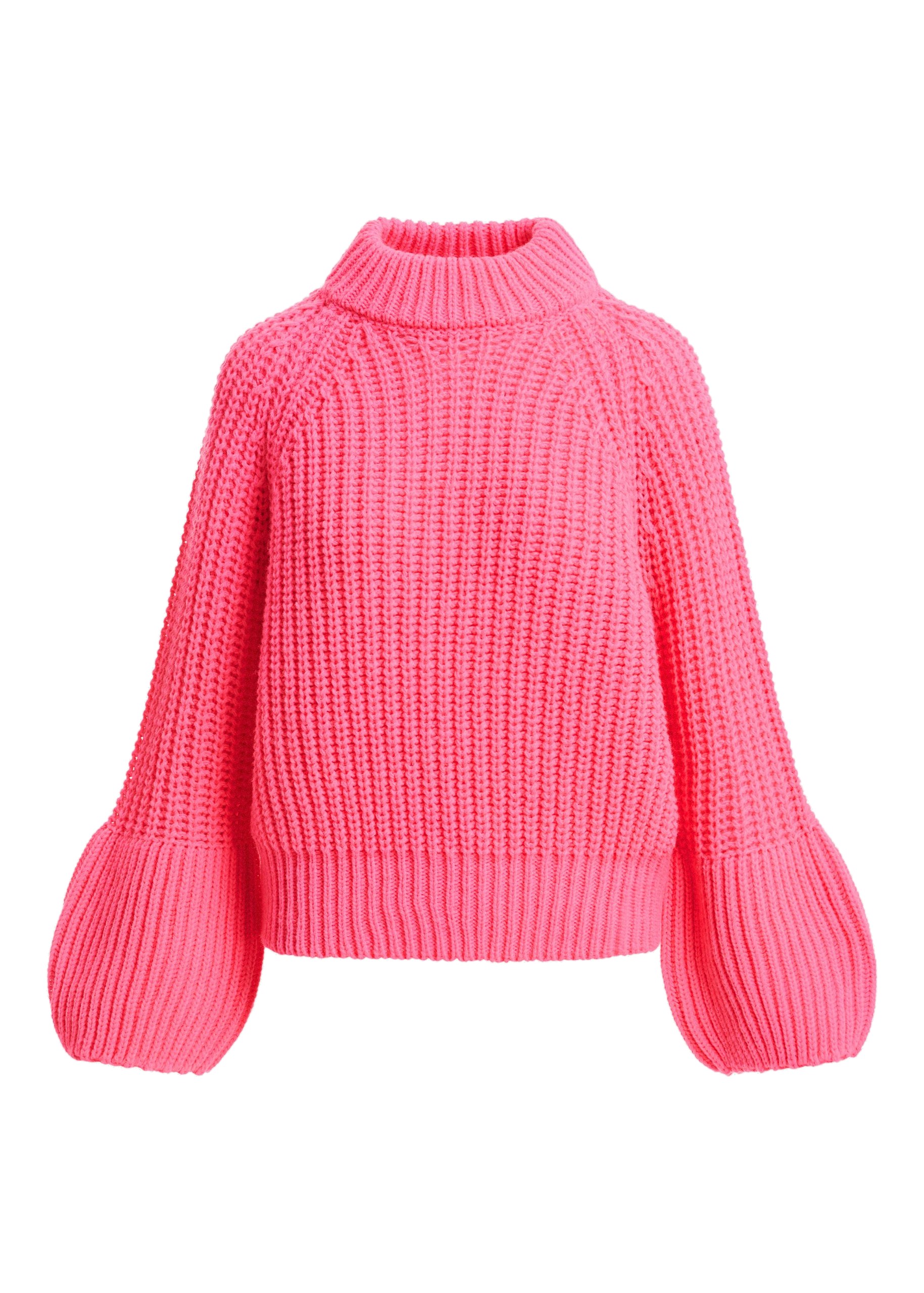 Essentiel Antwerp Pink chunky turtleneck sweater with voluminous sleeves Pink chunky turtleneck sweater with voluminous sleeves