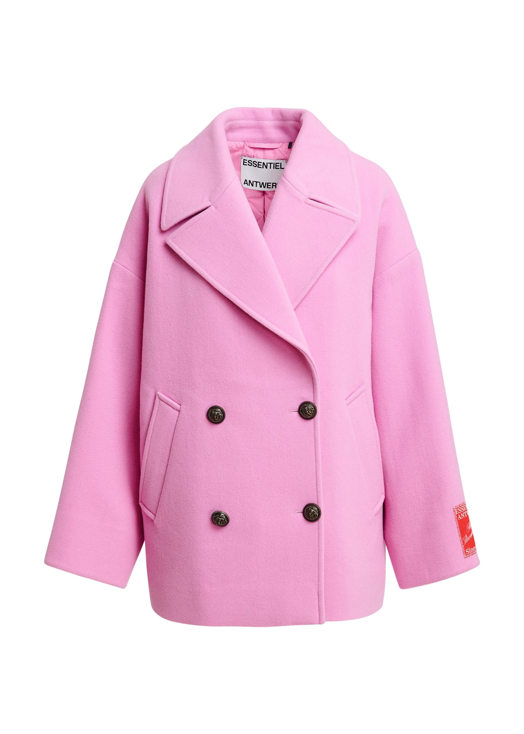 Essentiel Antwerp Pink double-breasted wool coat Pink double-breasted wool coat