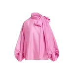 Pink oversized pussy-bow top