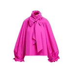 Pink oversized pussy-bow top