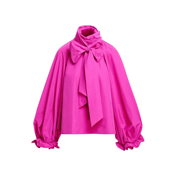 Pink oversized pussy-bow top
