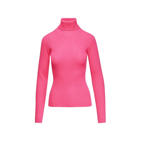 Pink ribbed wool-blend turtleneck sweater