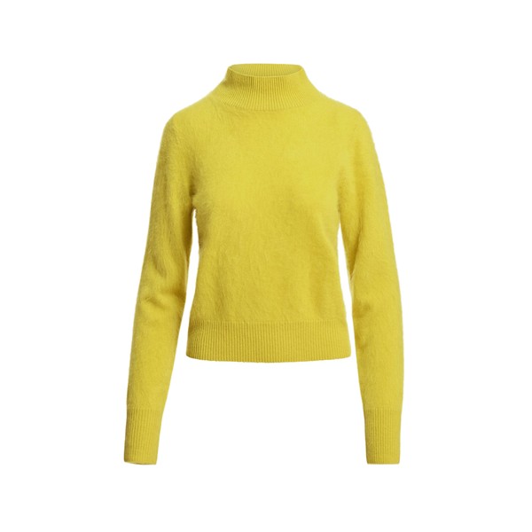 Yellow cashmere sweater with stand-up collar