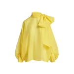 Yellow oversized pussy-bow top