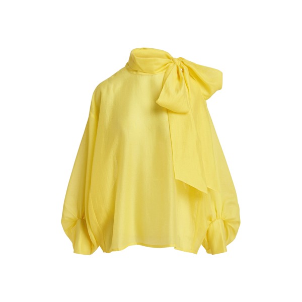 Yellow oversized pussy-bow top